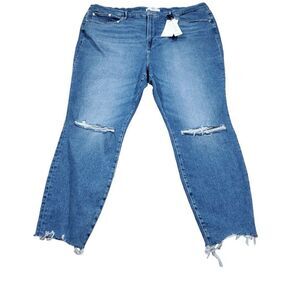 Good American Zara High Rise Skinny Jeans Plus Size 30 29" Inseam Ripped